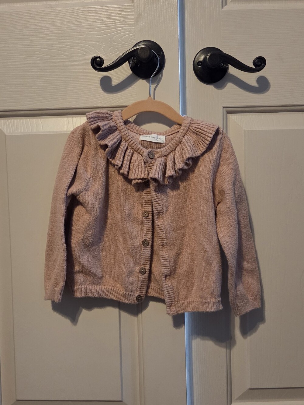 Quincy Mae Dusty Pink Ruffle Collar Cardigan